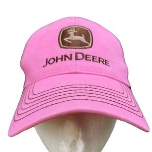 John Deere Snapback Baseball Hat Pink Brown Mesh OSFA Adjustable Cap